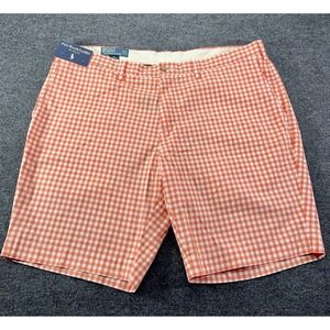 Polo Ralph Lauren Orange Gingham Shorts Flat Front 10" Inseam 42 Tall NWT